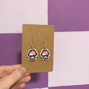 Pink mushroom earrings